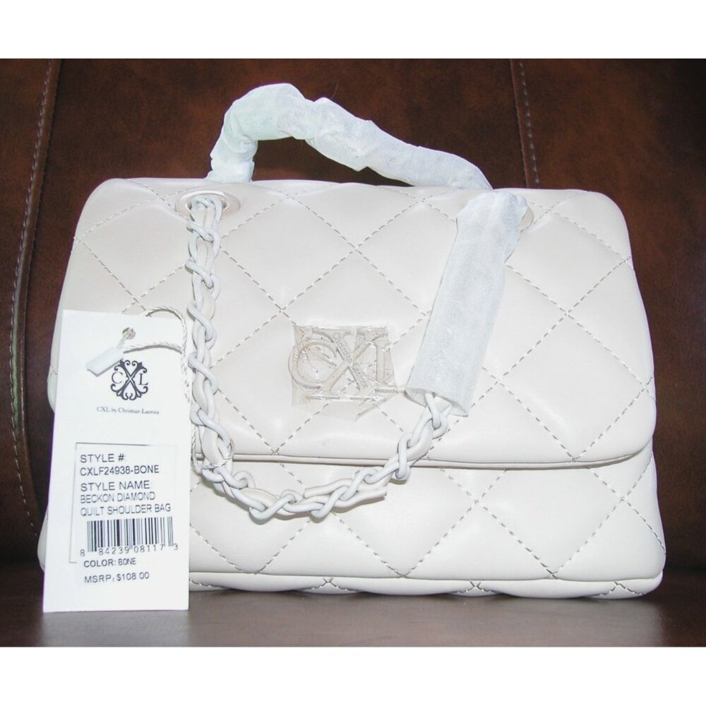 Second Diamond Quilt Shoulder Bag CXL By Christian Lacroix Bone